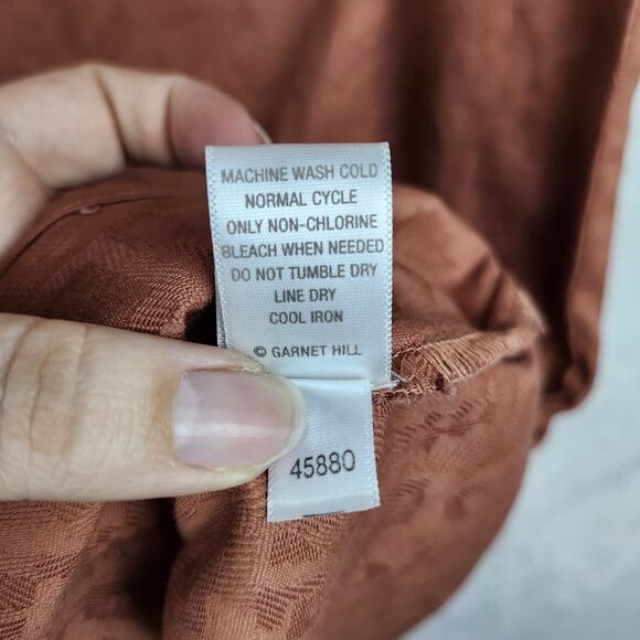 Garnet Hill Lagenlook Dress Rust Dobby Tie Sleeve Organic Cotton Jacquard Sz 8 - Picture 12 of 13